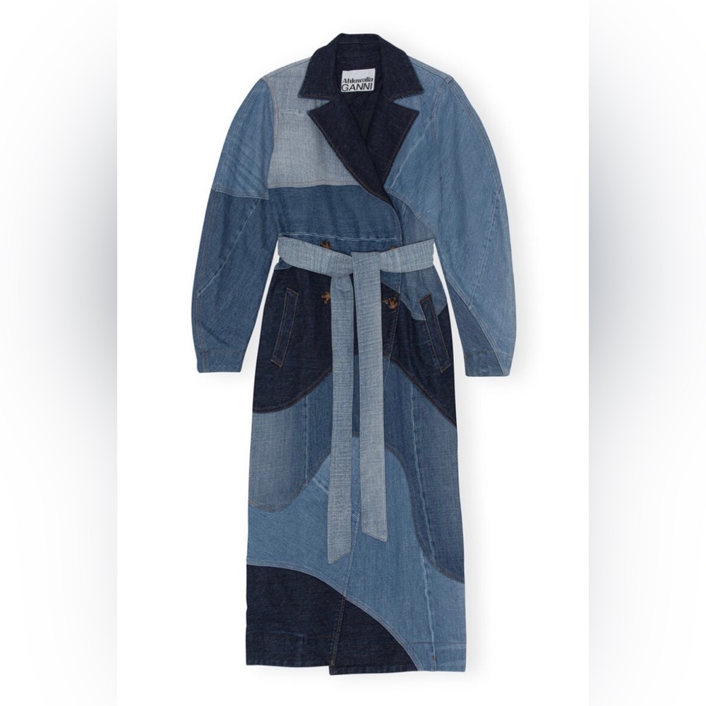 ISO Ganni denim patchwork coat (size 4 or 6)